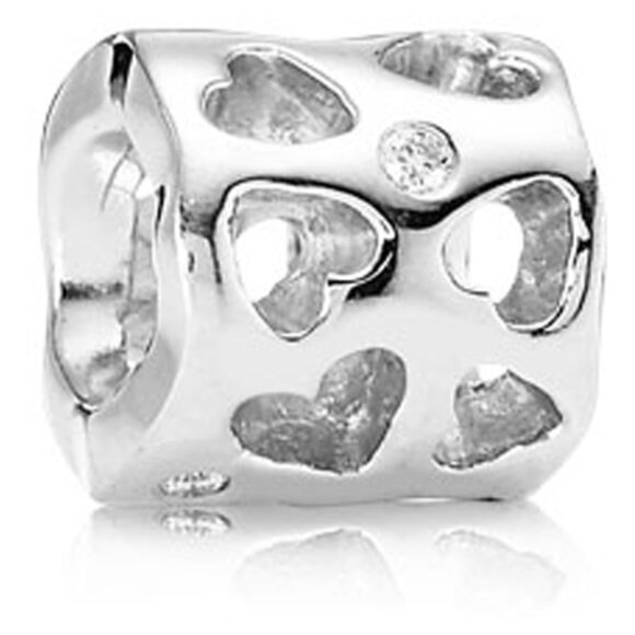 PANDORA Tunnel of Love Charm Authentic Silver Clear Zirconia Heart Cutouts - Picture 1 of 12